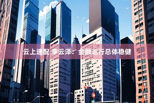 云上速配 李云泽：金融运行总体稳健