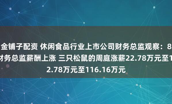 金铺子配资 休闲食品行业上市公司财务总监观察：81%的公司财务总监薪酬上涨 三只松鼠的周庭涨薪22.78万元至116.16万元