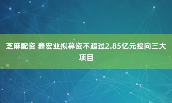 芝麻配资 鑫宏业拟募资不超过2.85亿元投向三大项目