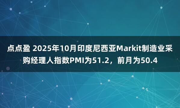 点点盈 2025年10月印度尼西亚Markit制造业采购经理人指数PMI为51.2，前月为50.4