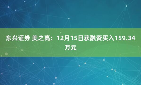 东兴证券 美之高：12月15日获融资买入159.34万元